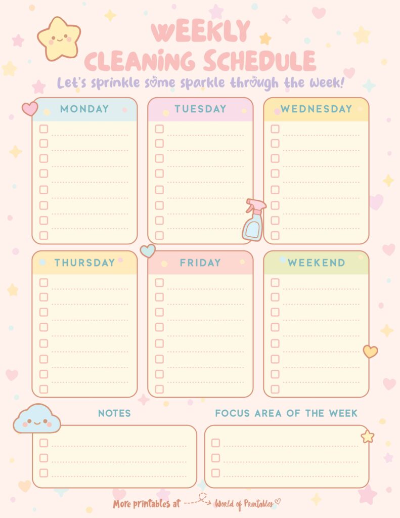 Printable Weekly Cleaning Schedule-90