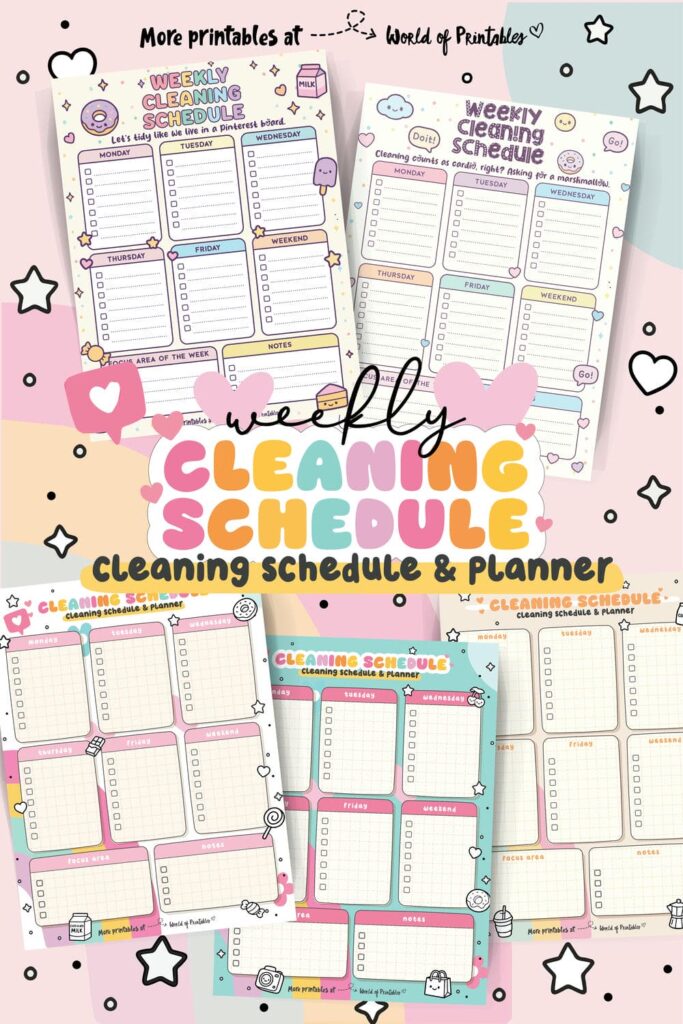 Weekly Cleaning Schedule Pinterest
