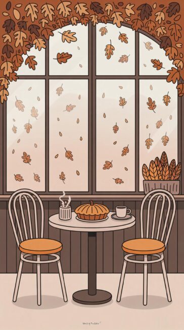 Cafe Scene autumn phone backgrounds