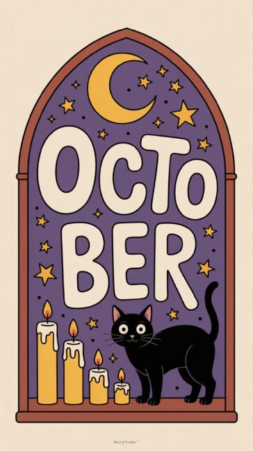 Cat october cute background