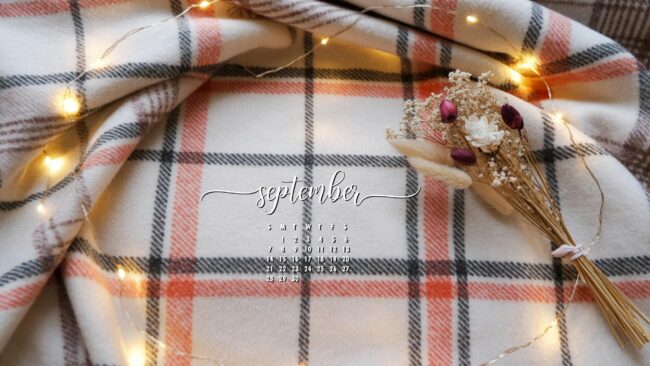 Cozy Plaid Blanket September Calendar Wallpaper Desktop
