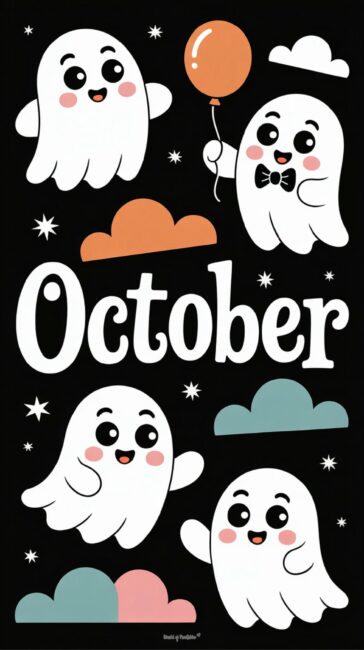 Cute Ghosts october iphone wallpaper