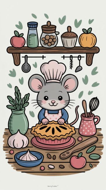 Cute Mouse Baking fall phone wallpapers