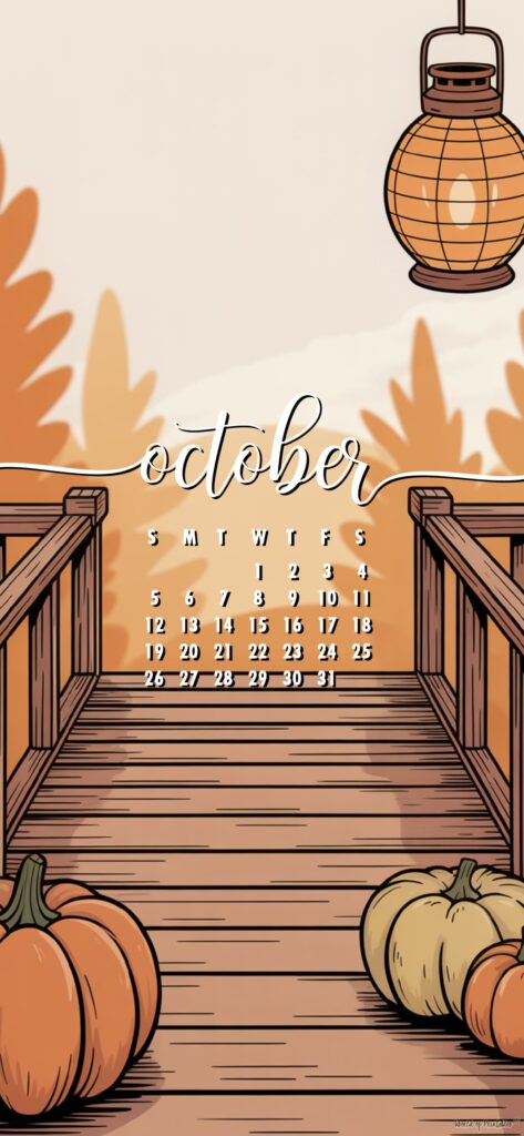 Cute Pumpkin minimal october calendar background