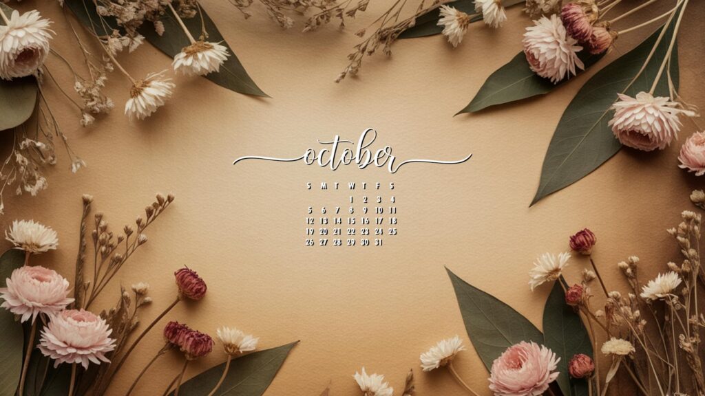 Dried Flowers desktop october calendar image