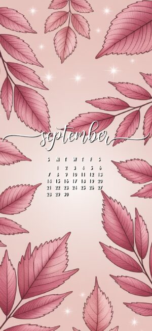 Elegant Fall Leaves September Calendar Wallpaper