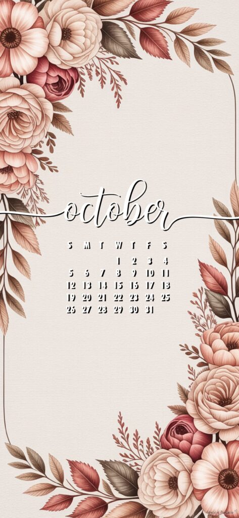 Elegant Flower stylish october phone wallpaper calendar