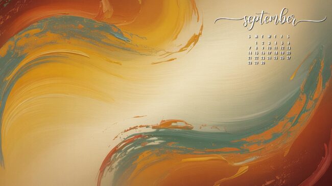 Fall Brushstrokes September Calendar Wallpaper