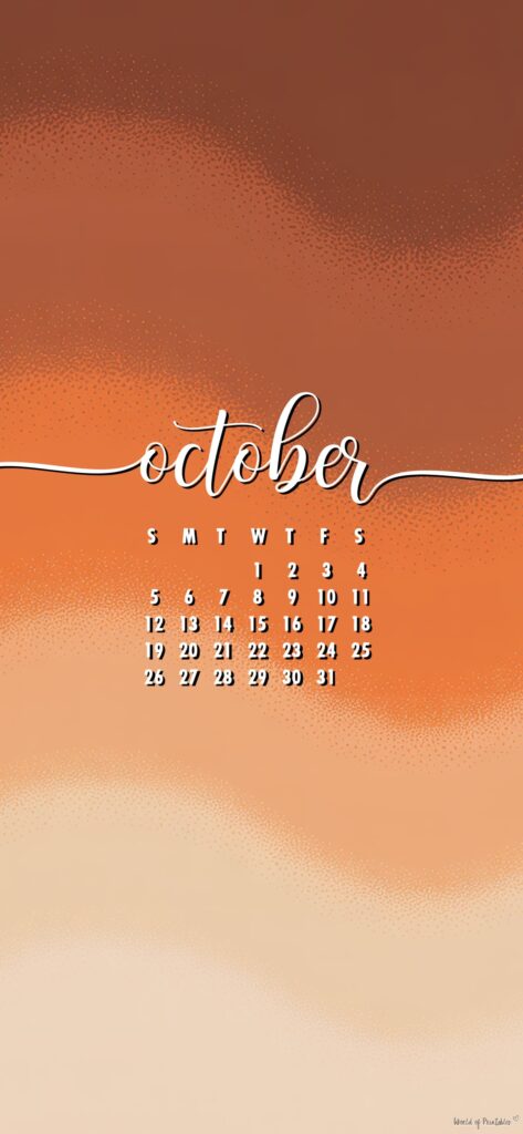 Fall Colors cozy october calendar phone wallpaper