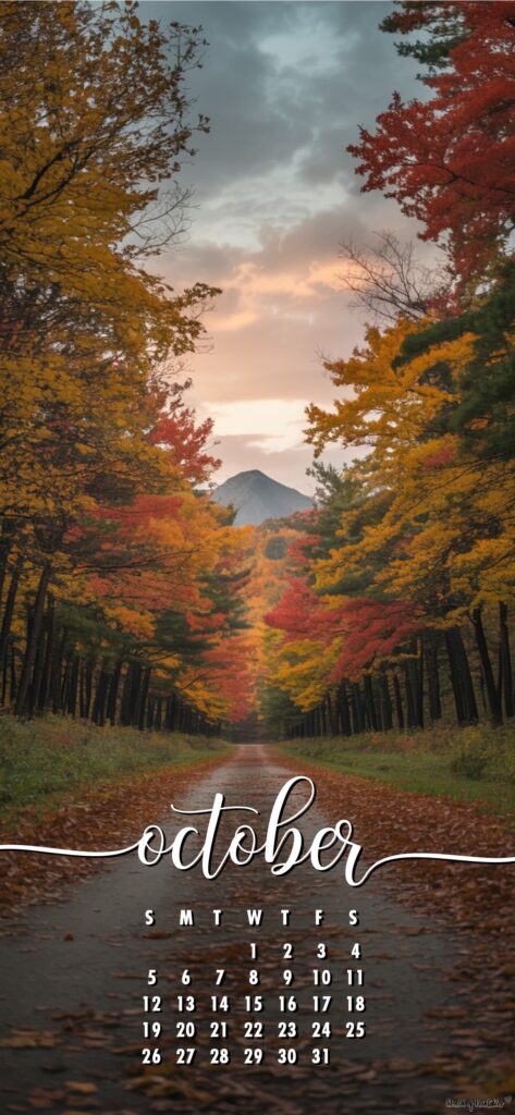 Fall Forest aesthetic october calendar mobile