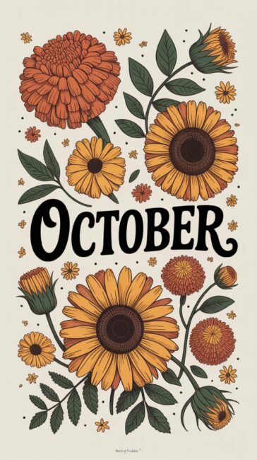 Floral cozy fall wallpaper october