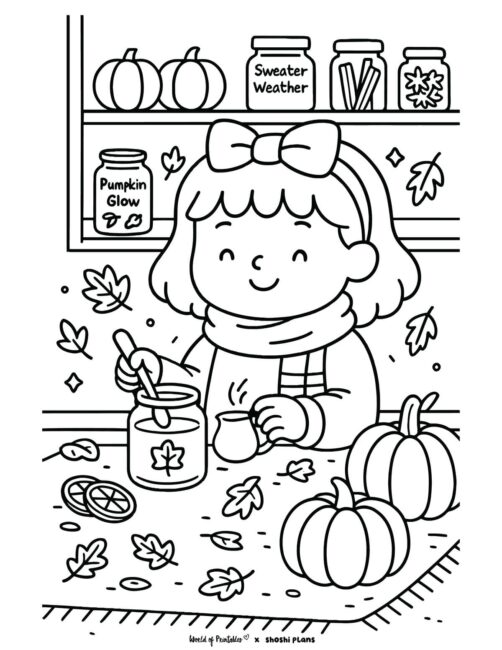 Free Printable Shoshi Fall Coloring Page - Making Candles