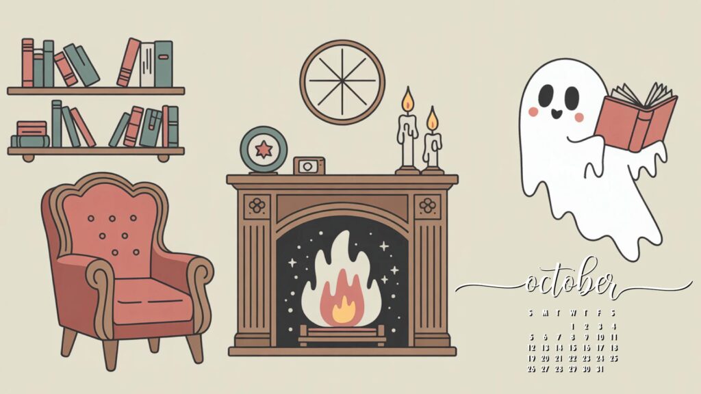 Ghost Reading desktop wallpaper october calendar