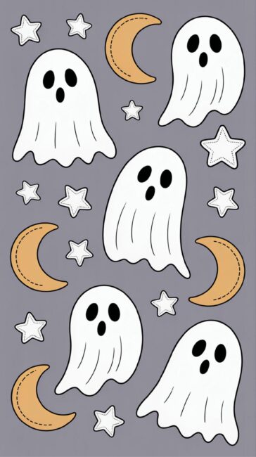 Ghost and Moon fall iPhone wallpaper