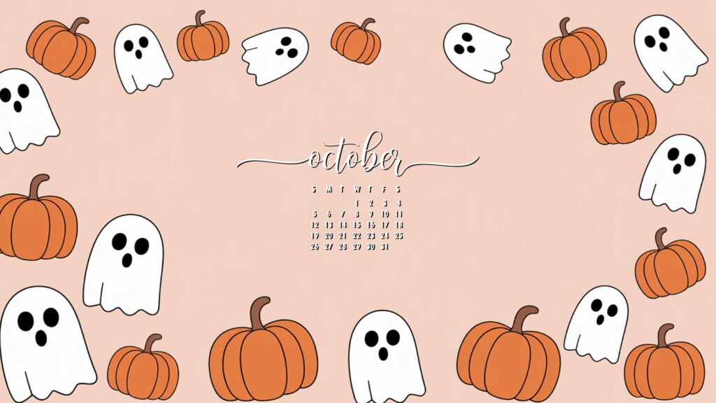 Ghosts and Pumpkins october calendar desktop theme