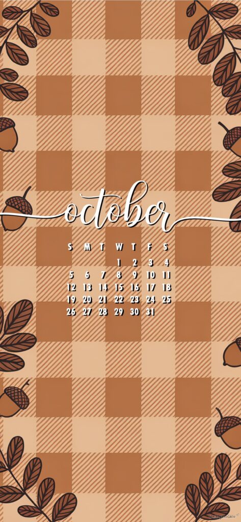 Gingham cute october phone calendar