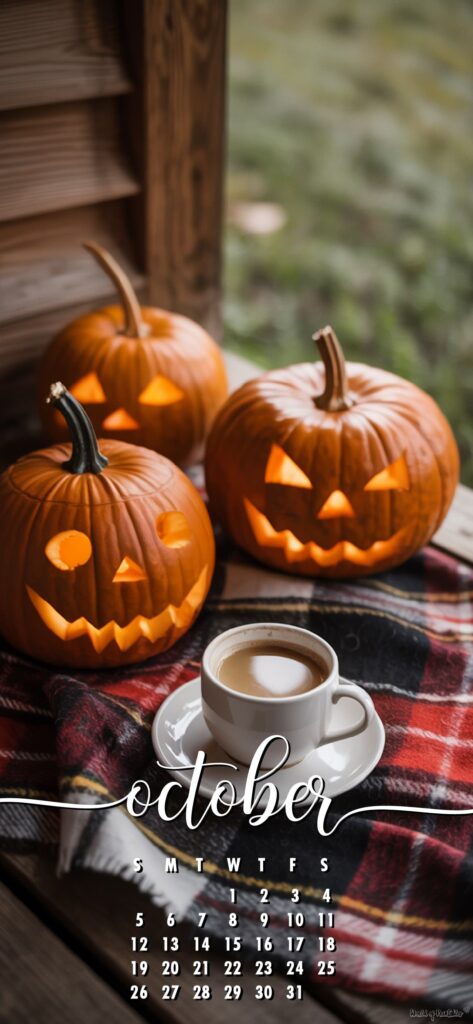 Jack O Lantern october phone screen calendar