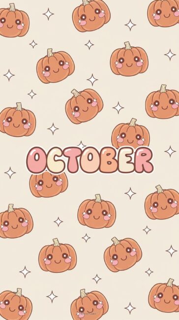 Kawaii halloween doodle wallpaper