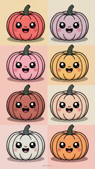 Kawaii pumpkins fall phone wallpapers