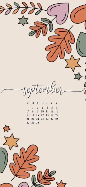 Minimal Doodle Fall September Calendar Wallpaper