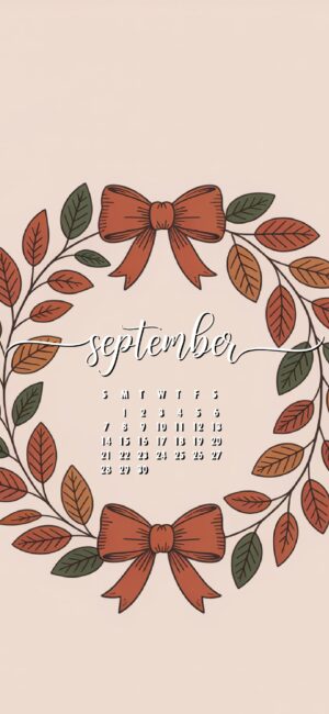 Minimal Fall Wreath September Phone Wallpaper