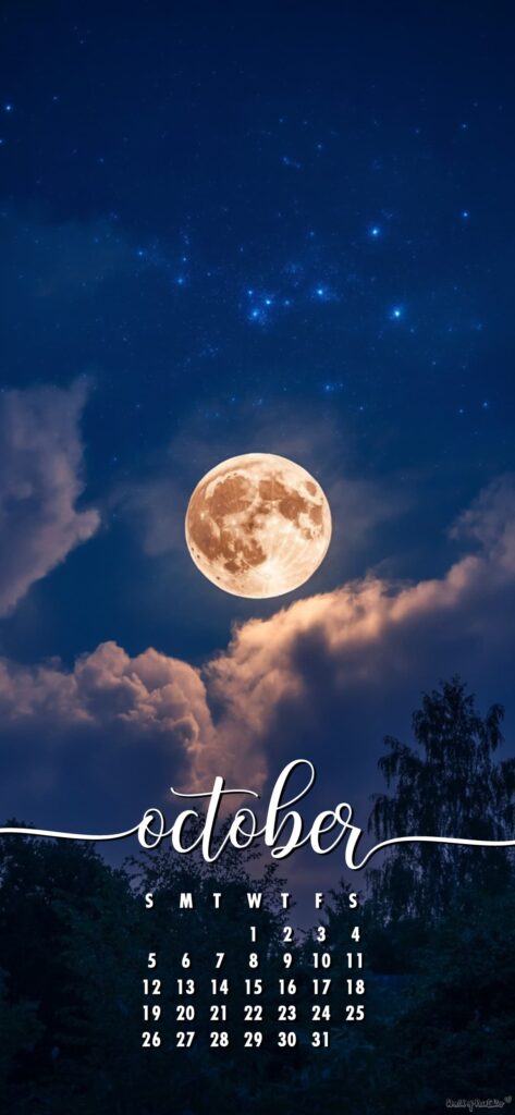Moon aesthetic october calendar mobile