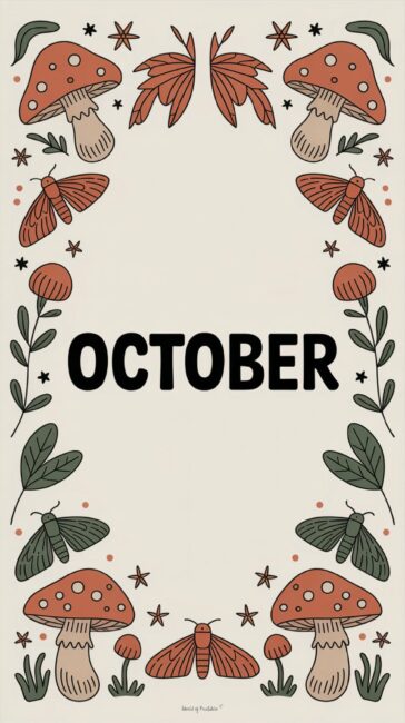 Mushroom cute october phone wallpaper