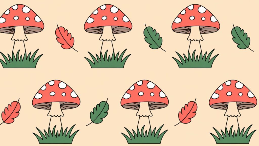 Mushroom fall foliage desktop wallpaper