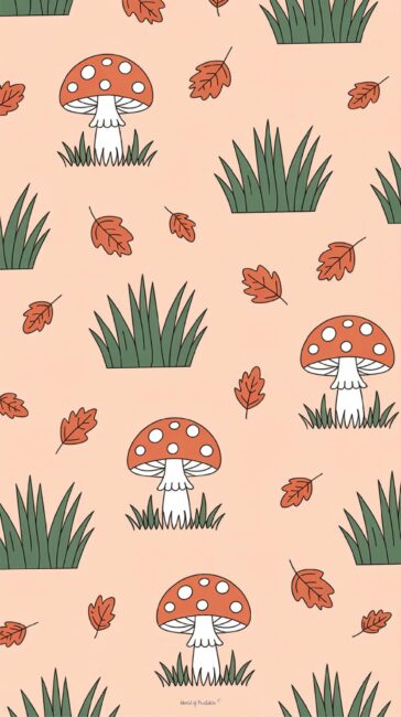 Neutral Mushrooms fall phone wallpapers