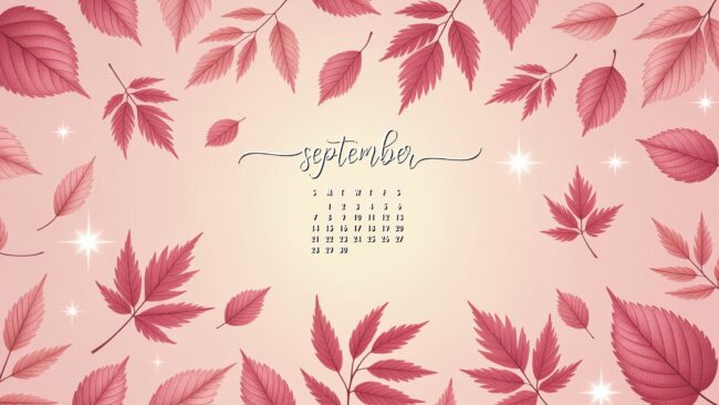 Pastel Forest Leaves Autumn Calendar Wallpaper Desktop