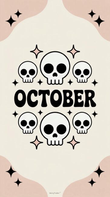 Pastel Skulls october background for phone