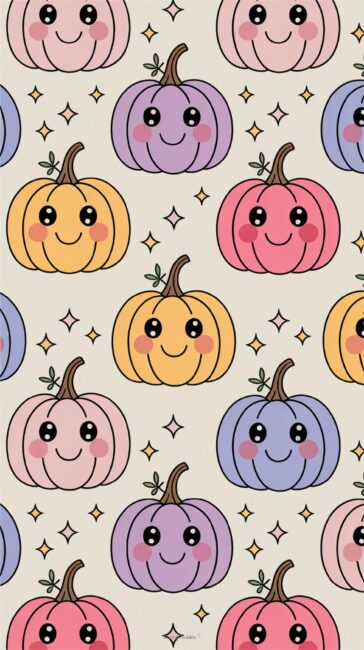 Pastel cute pumpkin phone wallpaper