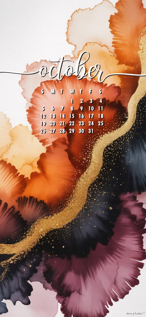 Pattern october lock screen calendar wallpaper