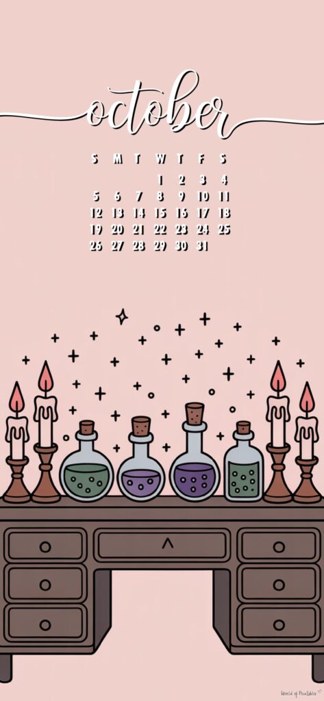 Potion illustrated october calendar phone
