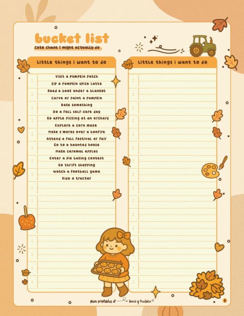 Printable Fall Bucket List