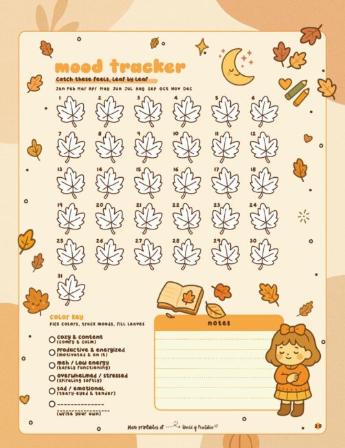 Printable Fall Mood Tracker