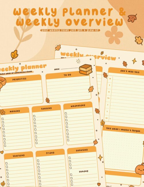 Printable Fall Weekly Planner and Weekly Overview