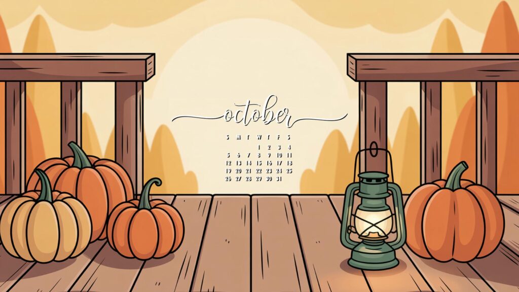 Pumpkin cozy october calendar background