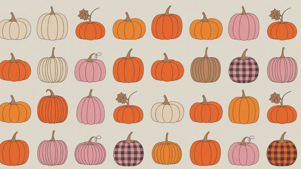 Pumpkin pattern minimal fall computer wallpaper