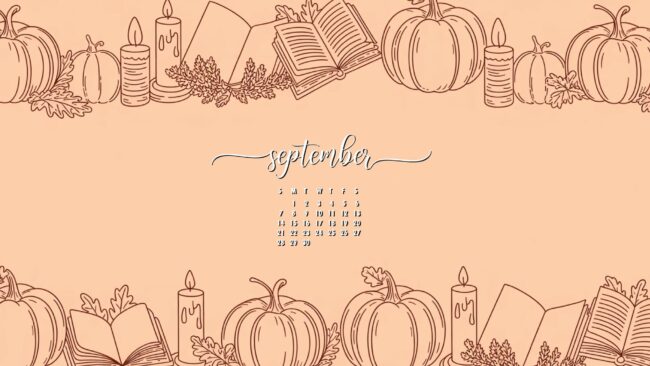 Pumpkins and Pages September Calendar Wallpaper Desktop