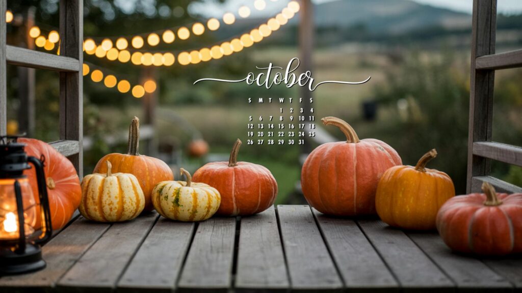 Pumpkins october calendar wallpaper aesthetic