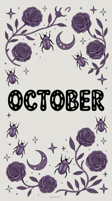 Purple Goth cozy october wallpaper