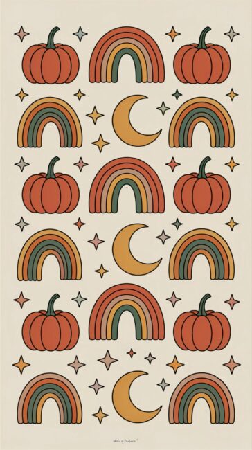 Rainbows and Moon fall phone wallpapers