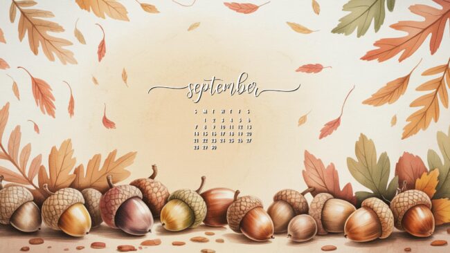 September Calendar Wallpaper Acorns Desktop