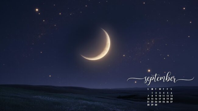 September Calendar Wallpaper Crescent Moon