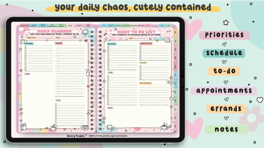 Shoshi Plans Digital Daily Planner Spread