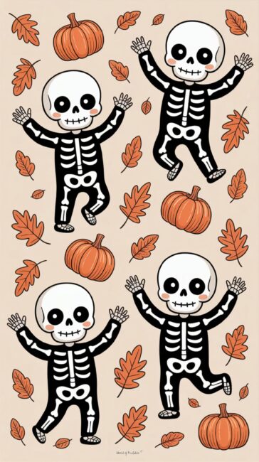 Skeleton Halloween phone wallpaper