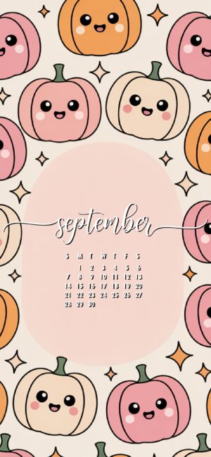Smiling Pumpkins September Phone Wallpaper