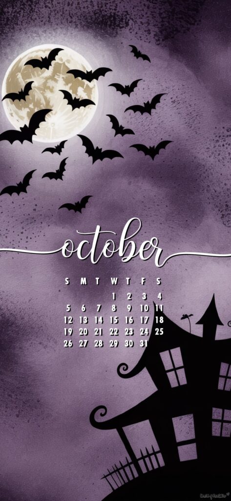 Spooky Halloween october calendar phone wallpaper