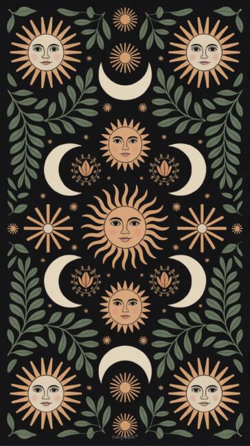 Sun and Moon cute fall phone wallpaper